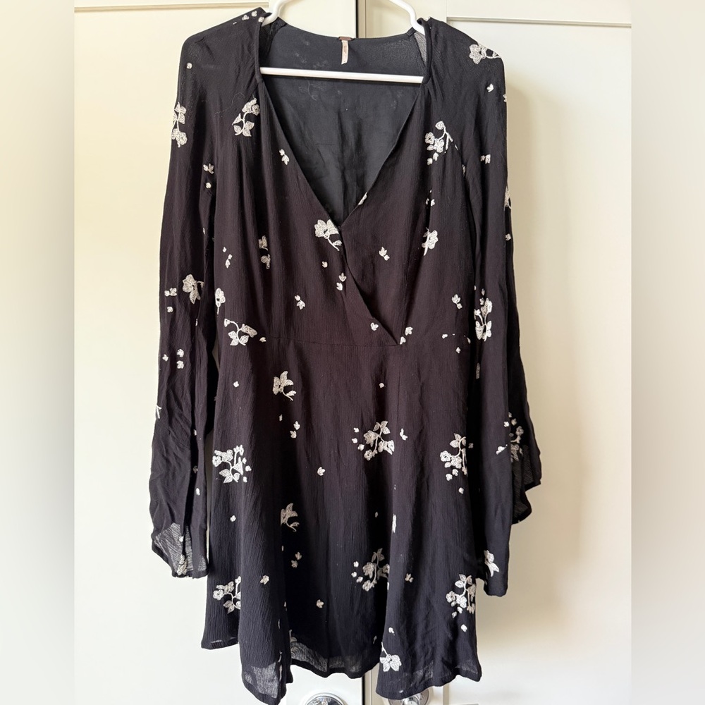 Black and White Bell Sleeve Dress, Size 8 by Free People